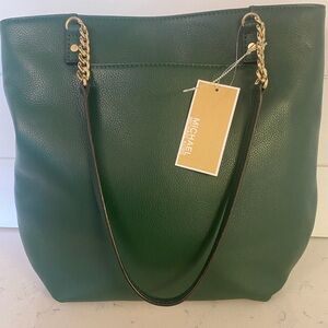 NWT Michael Kors, green leather tote